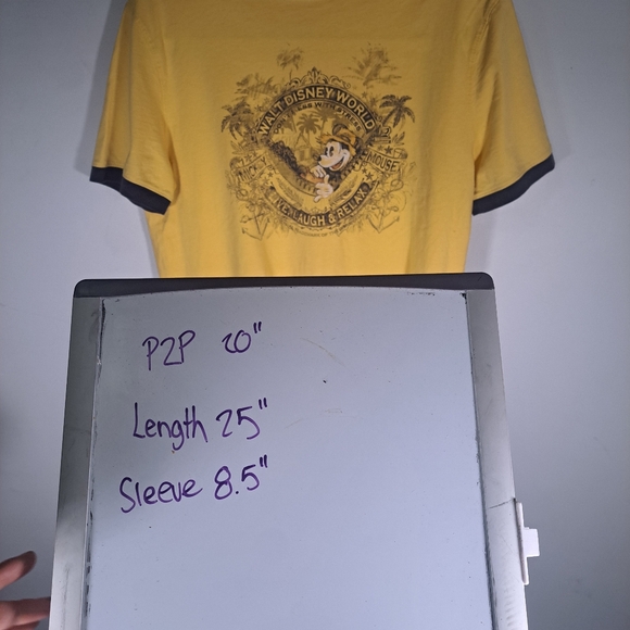 Yellow Disneyland Mickey Mouse Tee With Navy Blue Details Size Small - Picture 6 of 6